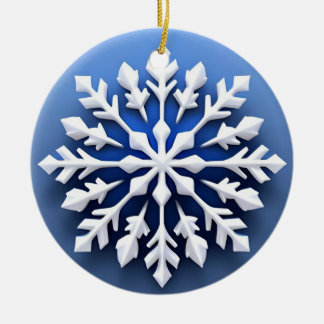 Ornamento De Cerâmica Desenho Detalhado de Floco de Neve Branco