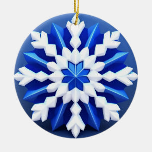Ornamento De Cerâmica Desenho Detalhado de Floco de Neve Branco
