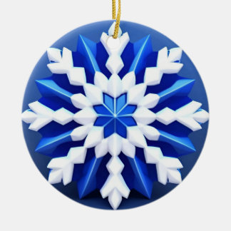 Ornamento De Cerâmica Desenho Detalhado de Floco de Neve Branco