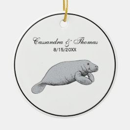 Ornamento De Cerâmica Desenho do Vintage Manatee