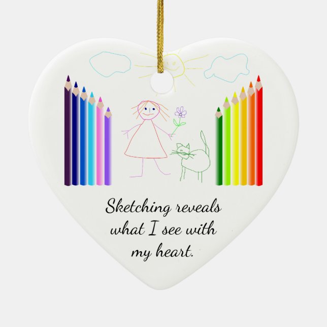 Ornamento De Cerâmica Desenho é meu coração de passatempo moldado (Verso)