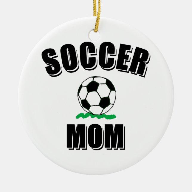 Ornamento De Cerâmica Desenho e Texto de Mãe de Futebol (Frente)