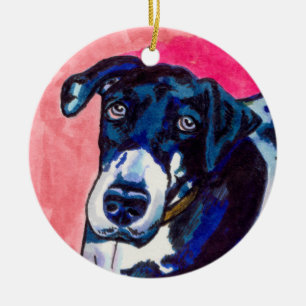 Ornamento De Cerâmica Desenho original bonito da tinta da arte do cão d