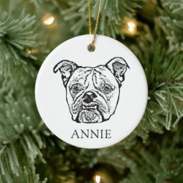 Ornamento De Cerâmica Desenho Personalizado Da Mão Do Bulldog Inglês Ant
