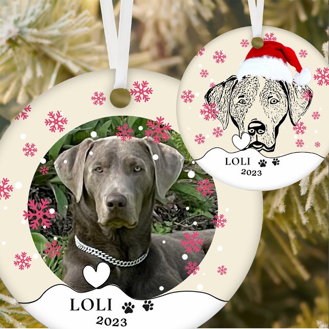 Ornamento De Cerâmica Desenho Personalizado de Mão do Cão do Weimaraner (Criador carregado)
