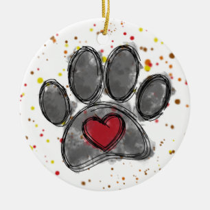 Ornamento De Cerâmica Desenho Por Cachorro Desenho Por Aquarela Splatter