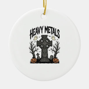 Ornamento De Cerâmica Desenho Vetorial Cemitério de Halloween de Metais 