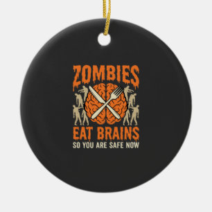 Ornamento De Cerâmica Desenho Vetorial de Zumbi Engraçado Comendo Cérebr