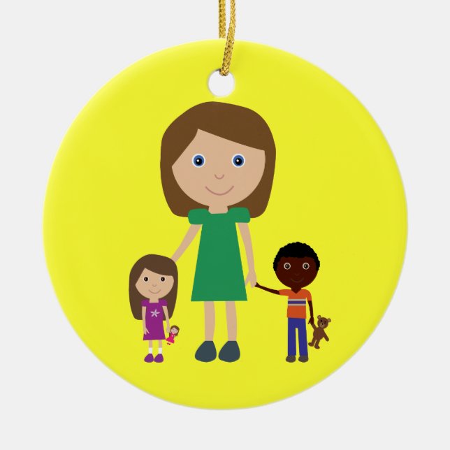 Ornamento De Cerâmica Desenhos animados bonitos do professor de jardim (Frente)