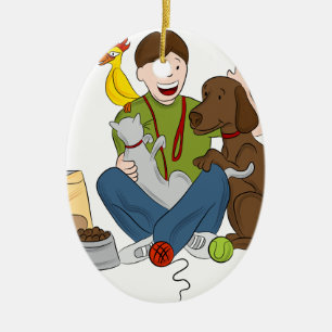 Ornamento De Cerâmica Desenhos animados do baby-sitter do animal de