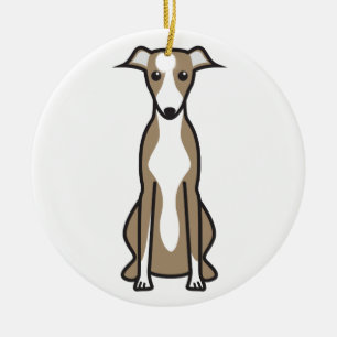 Ornamento De Cerâmica Desenhos animados do cão de Whippet