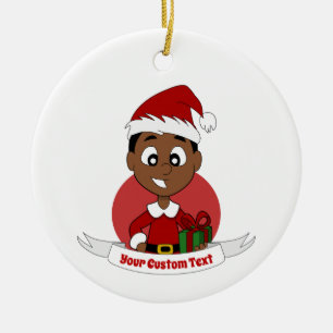 Ornamento De Cerâmica Desenhos animados do menino do Natal