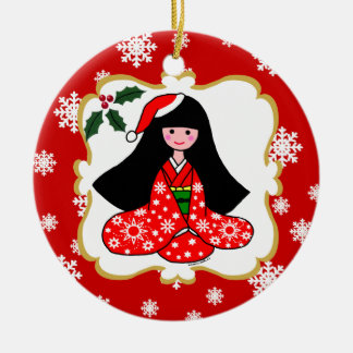 Ornamento De Cerâmica Desenhos animados personalizados do Natal da