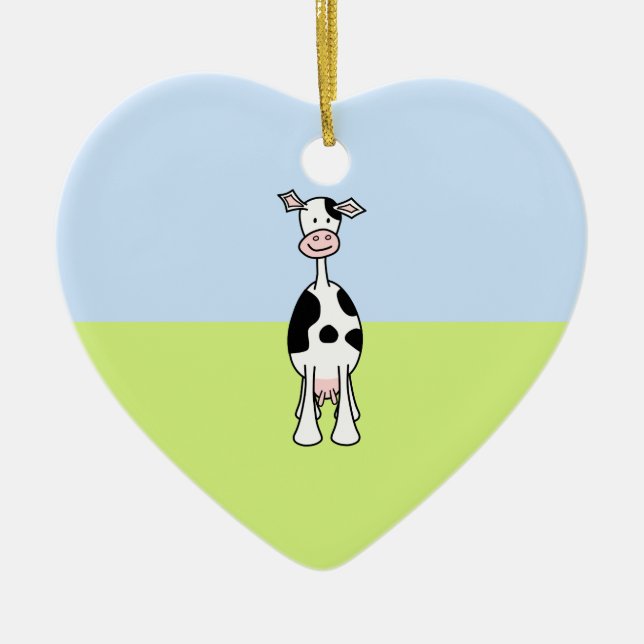 Ornamento De Cerâmica Desenhos animados preto e branco da vaca. Parte (Frente)