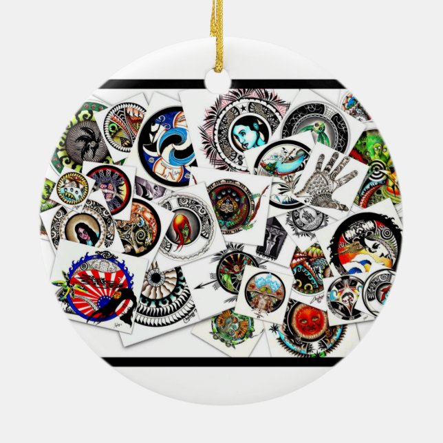 Ornamento De Cerâmica Desenhos de Colagem (Traseira)