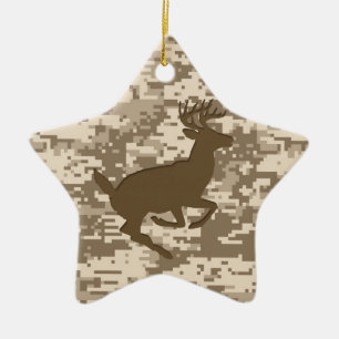 Ornamento De Cerâmica Desert Beige Digital Camouflage Deer Camo Patterno
