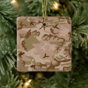 Ornamento De Cerâmica Desert Sand Camouflage Porcelain Square Ornament