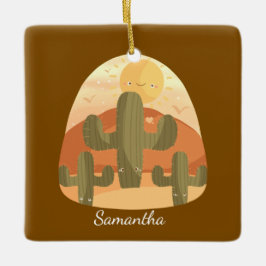 Ornamento De Cerâmica Deserto de Cacto com Sol