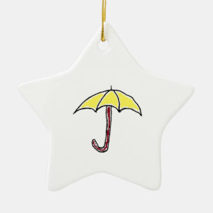 Ornamento De Cerâmica Design amarelo do guarda-chuva