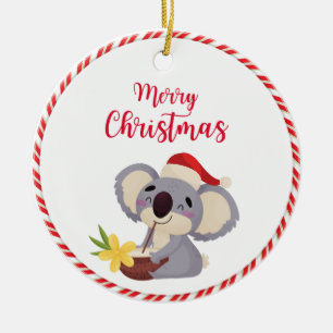 Ornamento De Cerâmica Design Bebendo de Koala de Natal australiano