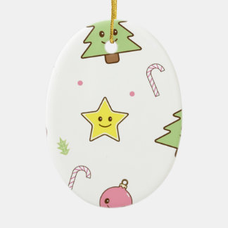 Ornamento De Cerâmica Design bonito do Natal de Kawaii