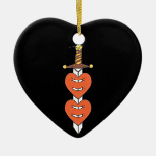 Ornamento De Cerâmica Design clássico do tatuagem do punhal e da faca