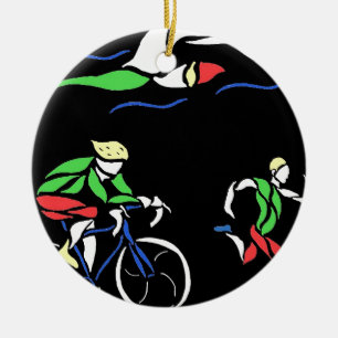 Ornamento De Cerâmica Design colorido do Triathlon