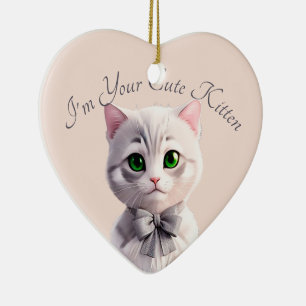 Ornamento De Cerâmica Design com gatinha de cinza fofa