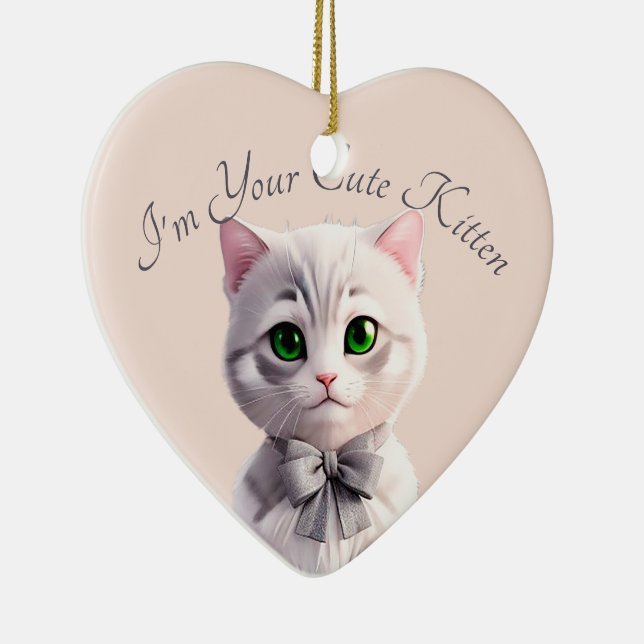 Ornamento De Cerâmica Design com gatinha de cinza fofa (Direito )