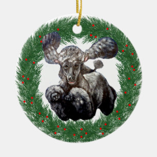 Ornamento De Cerâmica Design da caniche da agilidade do Natal
