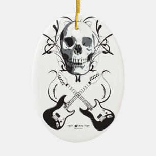 Ornamento De Cerâmica Design da guitarra e do crânio