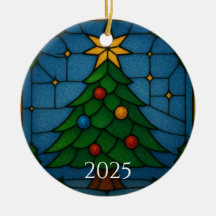 Design de árvore de Natal em vidro colorido estilo