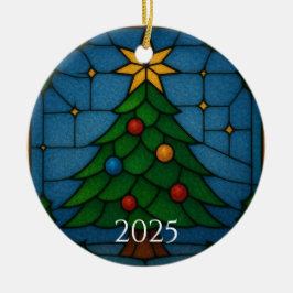 Ornamento De Cerâmica Design de árvore de Natal em vidro colorido estilo