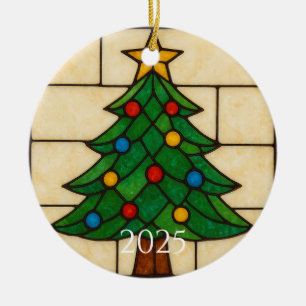 Ornamento De Cerâmica Design de árvore de Natal em vidro colorido estilo