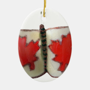 Ornamento De Cerâmica Design de Borboleta de Bandeira Canadiana