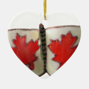 Ornamento De Cerâmica Design de Borboleta de Bandeira Canadiana