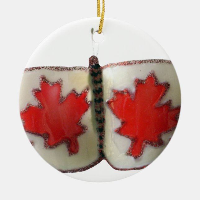Ornamento De Cerâmica Design de Borboleta de Bandeira Canadiana (Frente)