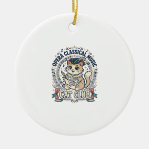 Ornamento De Cerâmica Design de camiseta de gato fofo de música clássica