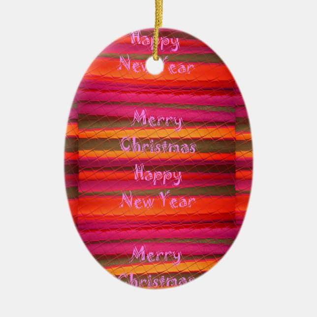 Ornamento De Cerâmica Design de Canvas Feliz de Natal (Frente)