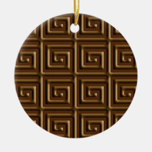 Ornamento De Cerâmica Design de chave grega - chocolate escuro
