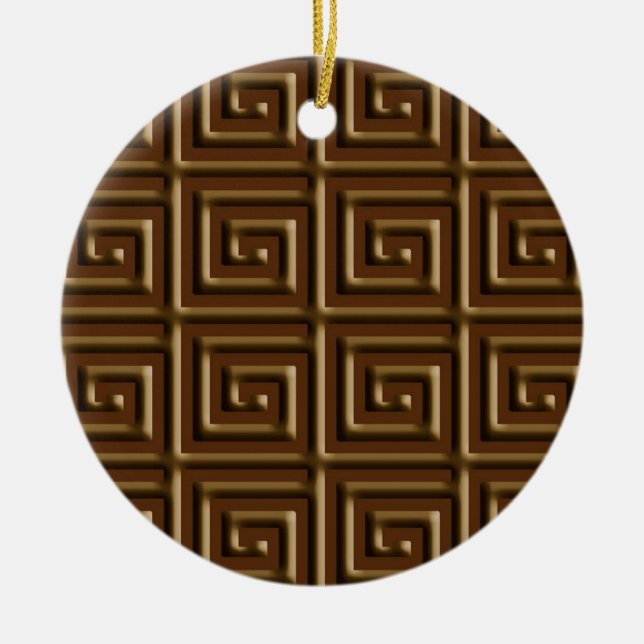 Ornamento De Cerâmica Design de chave grega - chocolate escuro (Frente)
