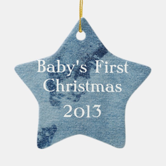 Ornamento De Cerâmica Design de Denim Lavado nº 9 em Emporio Moffa (Frente)