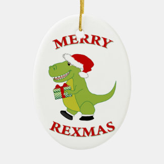 Ornamento De Cerâmica design de dinossauro Rexmas de feliz Res