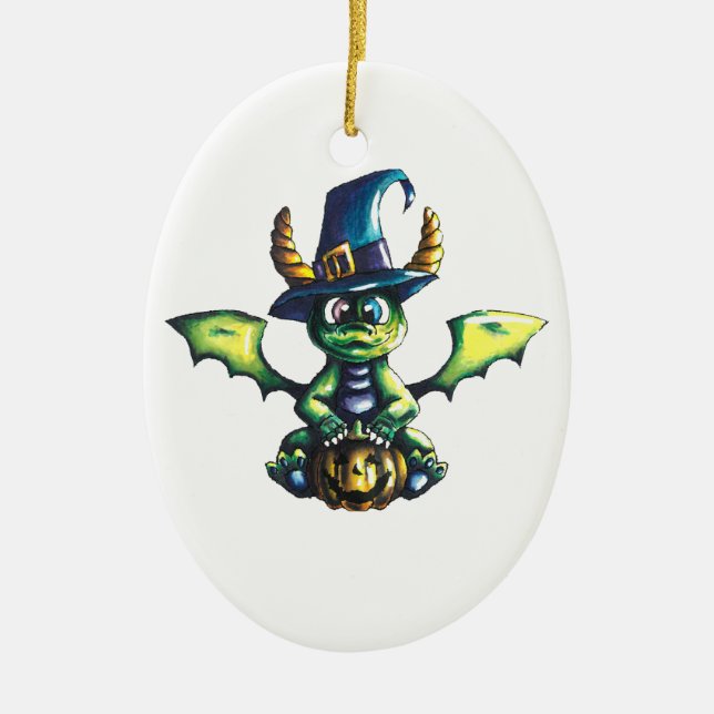 Ornamento De Cerâmica Design de Dragão de Halloween (Frente)