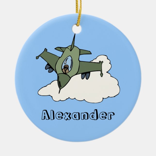 Ornamento De Cerâmica Design de Falcão de Combate F16 Personalizável (Frente)
