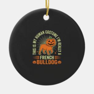 Ornamento De Cerâmica Design de Fantasia Humana de Bulldog Francês Engra