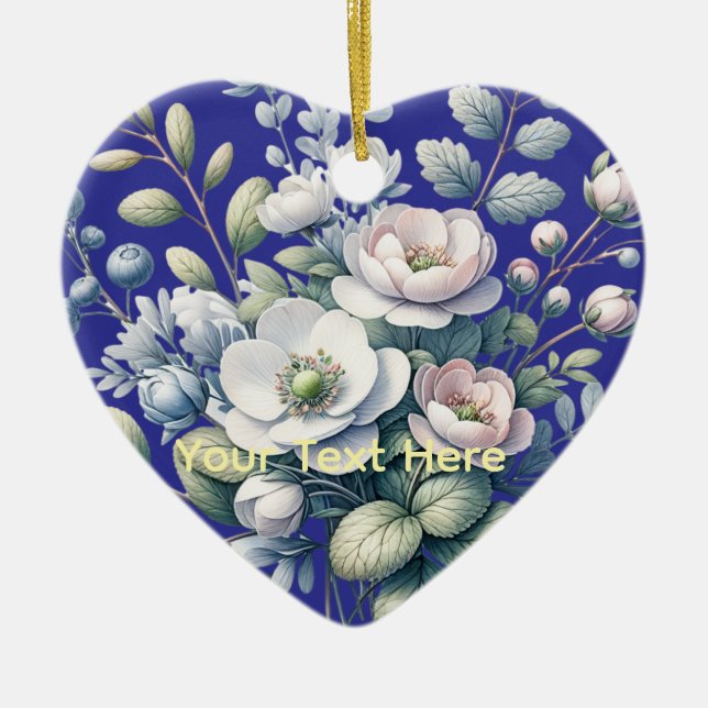 Ornamento De Cerâmica design de flor personalizado (Frente)