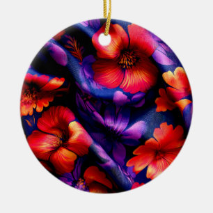 Ornamento De Cerâmica Design de Flor Vermelho Puro