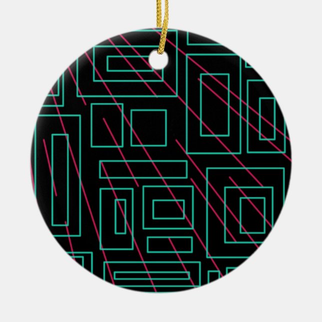 Ornamento De Cerâmica design de fundo preto (Frente)