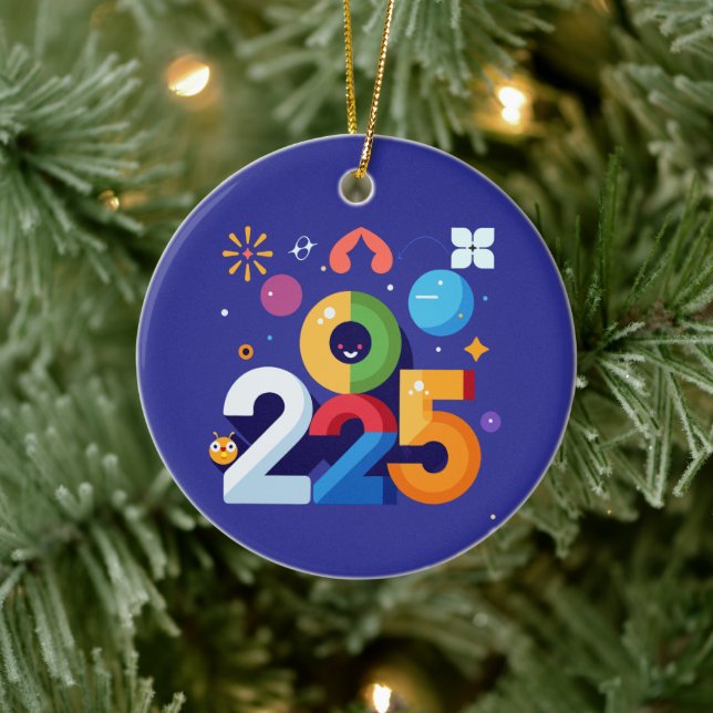 Ornamento De Cerâmica Design de Gráfico Engraçado e Testemunha 2025 (Árvore)